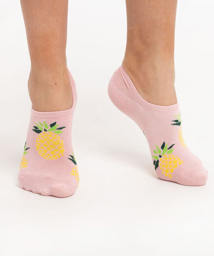 Pineapple No-Show Liner Socks, Pink/Pineapples
