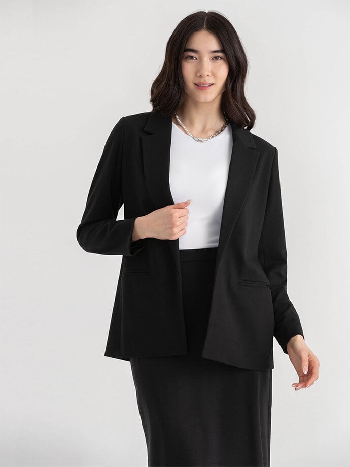 Relaxed Open Blazer in Ponte Twill Image 1