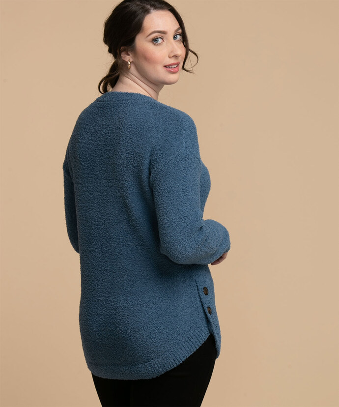 Side Button Teddy Sweater Image 4