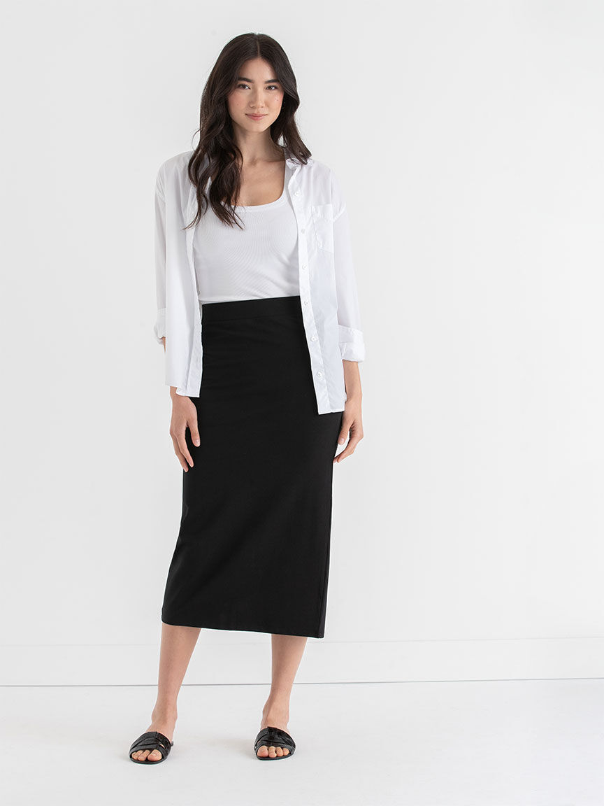 Knit Black Midi Skirt Rickis