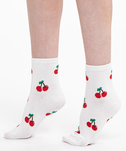 Cherry Socks, White/Cherries