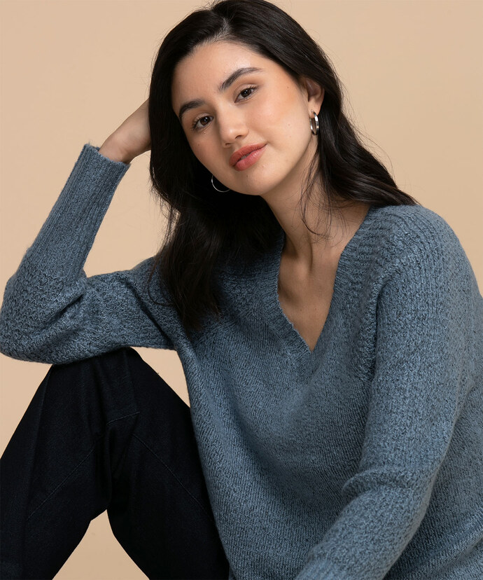 Guilty V-Neck Twisted Yarn Sweater Image 2
