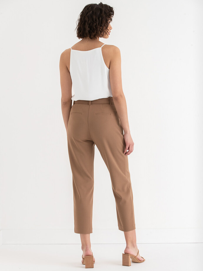 Belted Straight Crop Pant in Scuba Crepe Image 5
