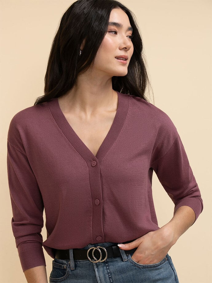 Button-Up Cashmere-Blend Cardigan Sweater Image 1
