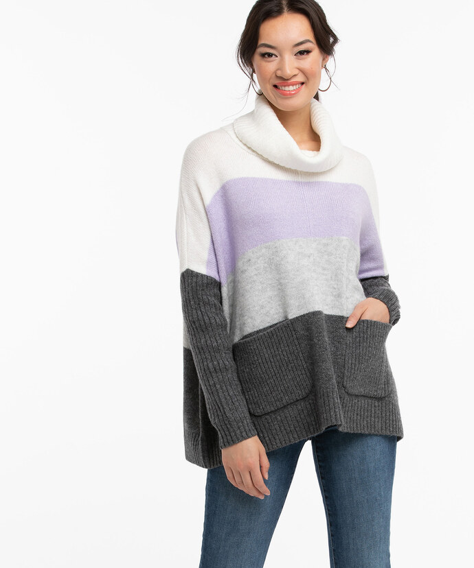 Colourblock Poncho Sweater Image 2