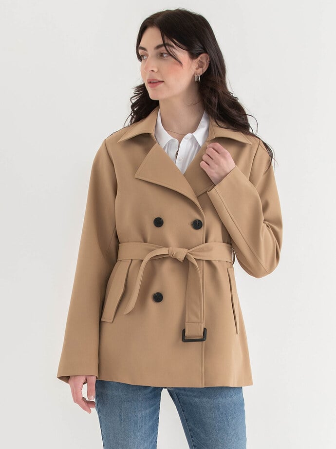 Short Double Breasted Trench Coat Image 4