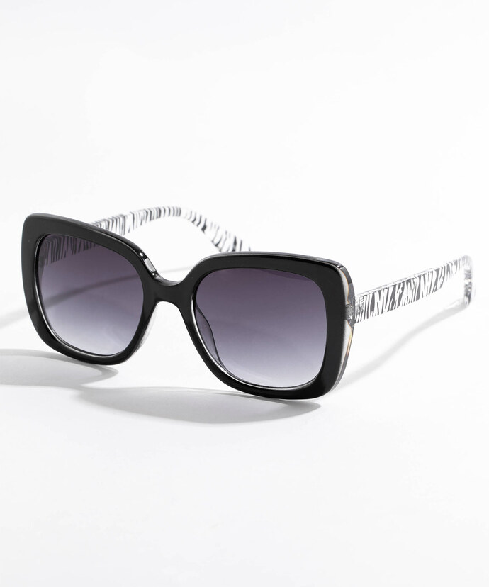 Square Black Sunglasses with Contrasting Arms Image 1