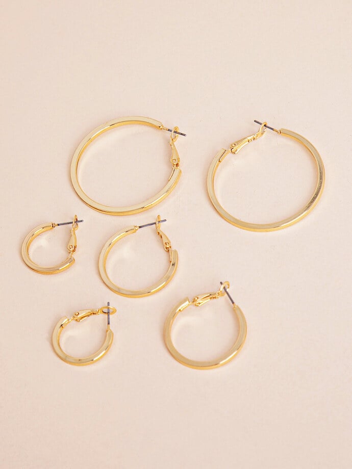 Trio Pack of Classic 14K Gold Hoops Image 1