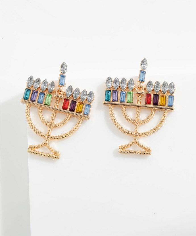 Colourful Menorah Earrings