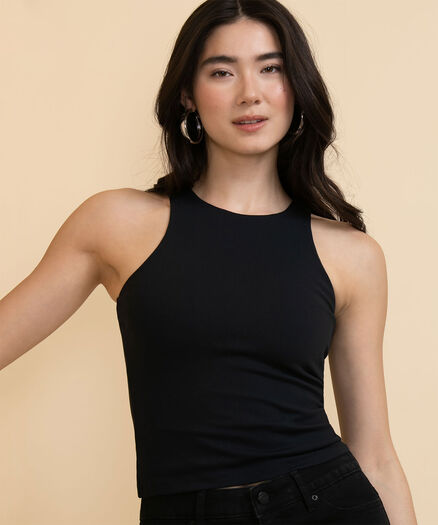 Racer Back Top, Black Racer Back Top, Black