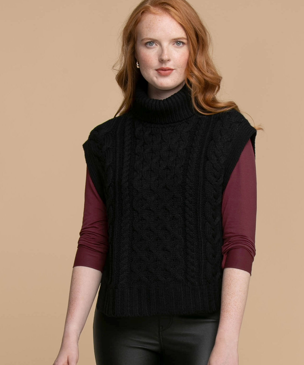 Cowl neck outlet sweater vest