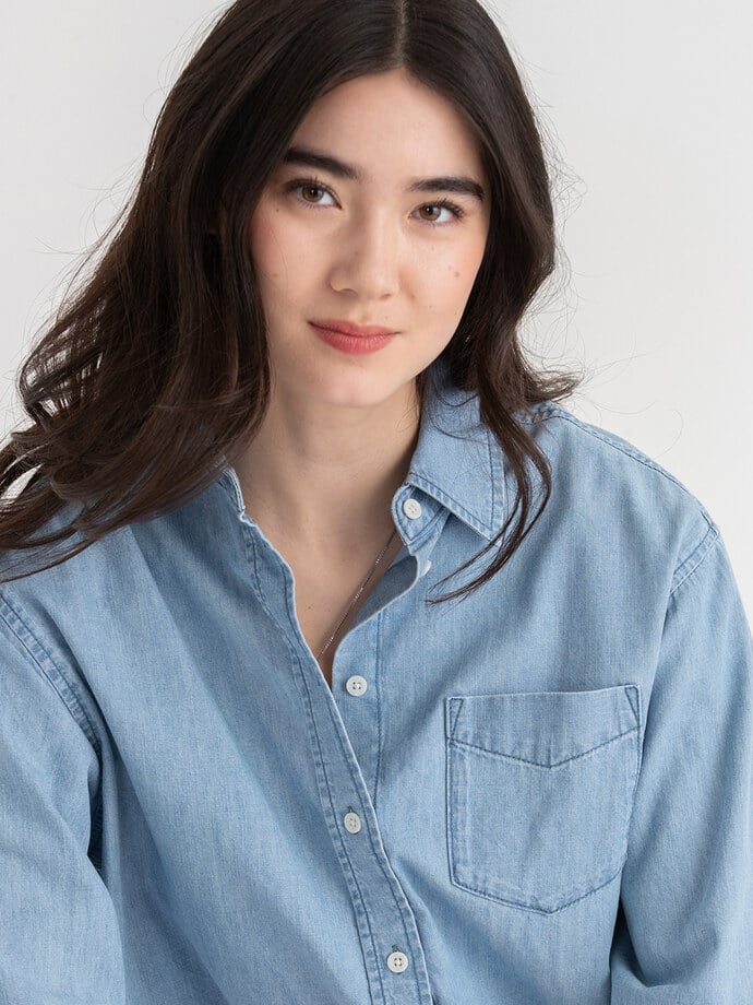 Relaxed Denim Button-Up Shirt Image 4