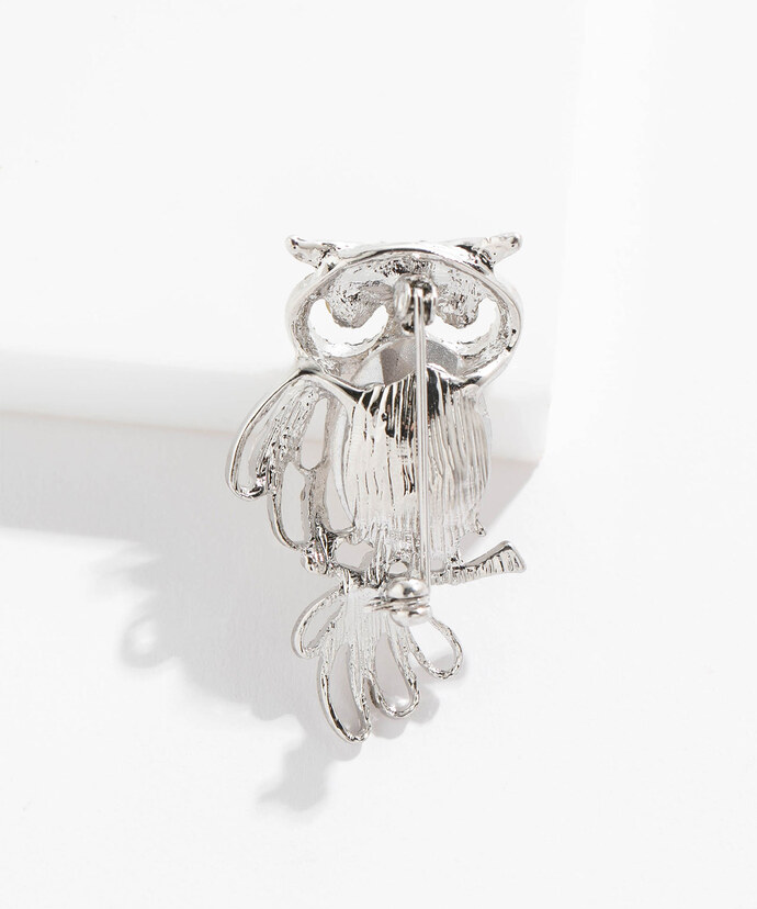 Silver Gemmed Owl Brooch Image 2