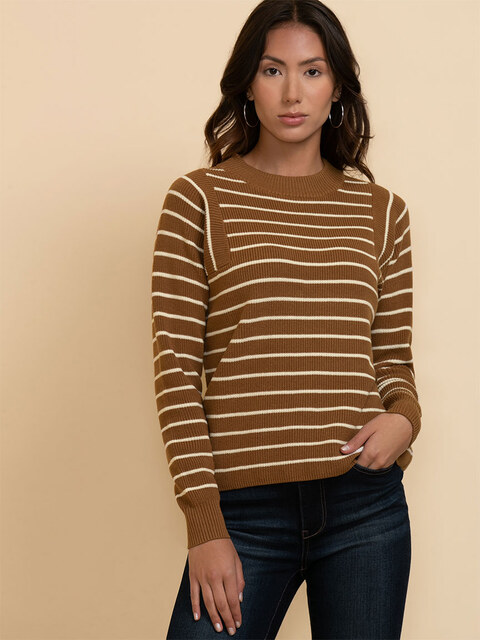 Striped Crew Neck Pullover Sweater