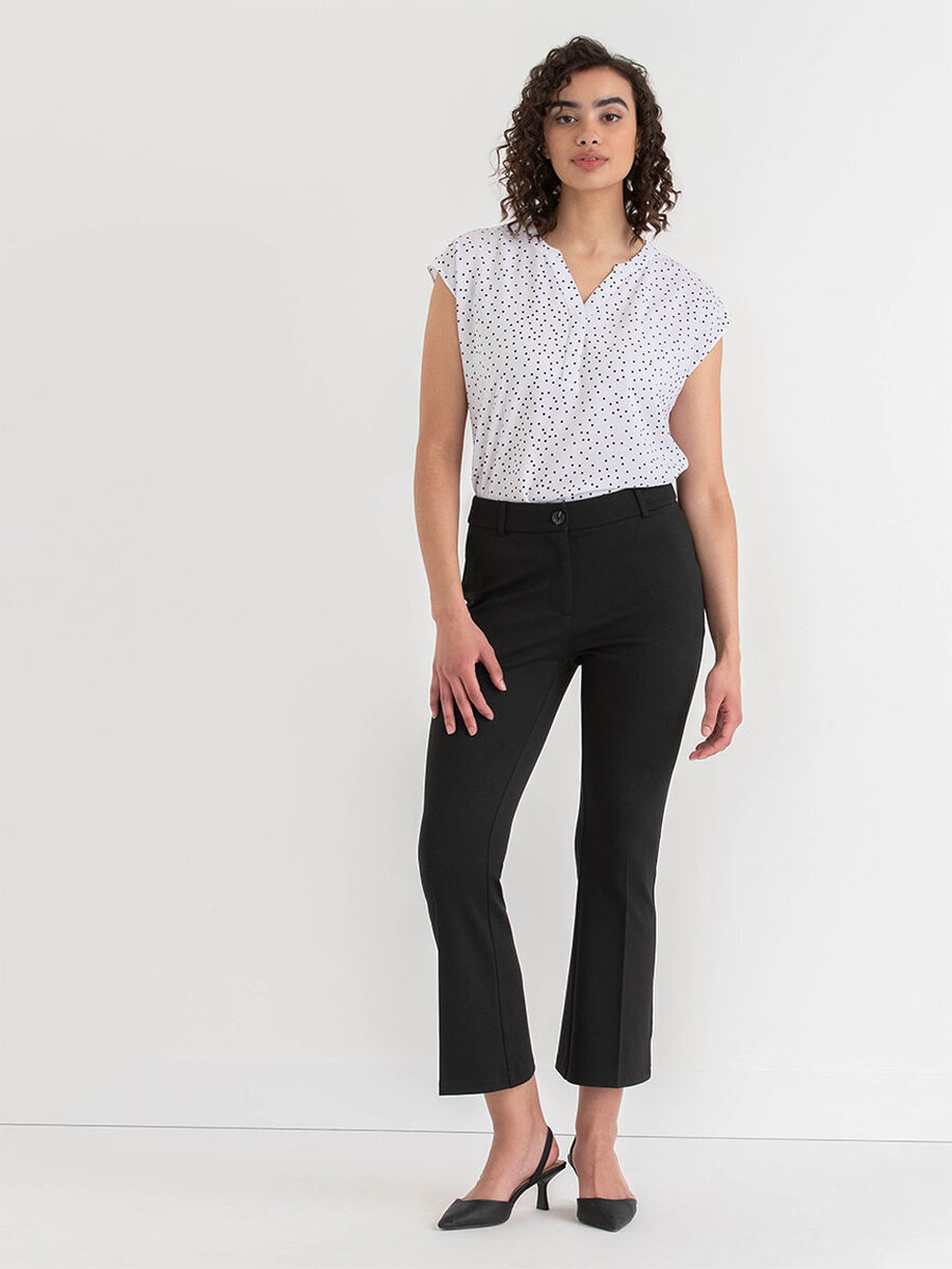 Flared Ankle Pants in Ponte Twill