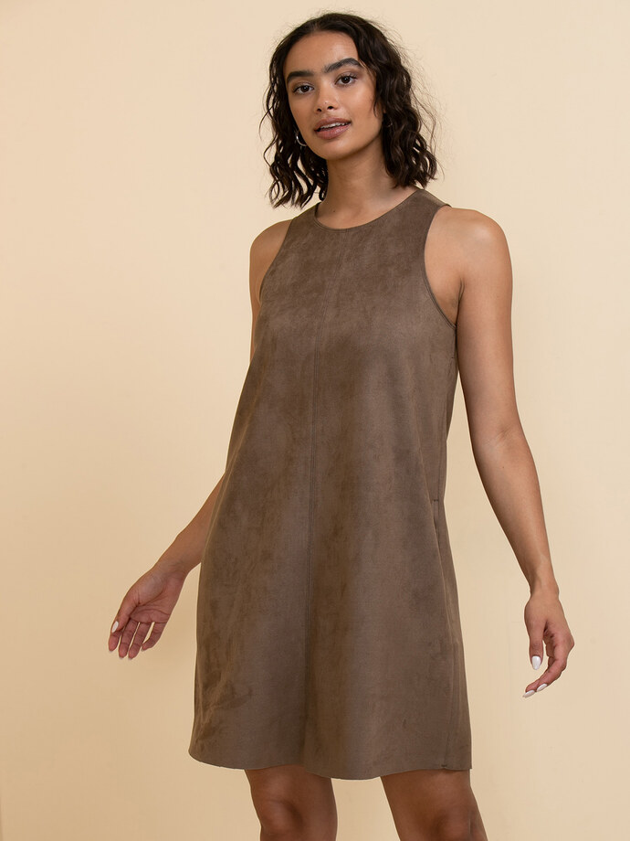 Sleeveless Faux Suede Dress Image 4