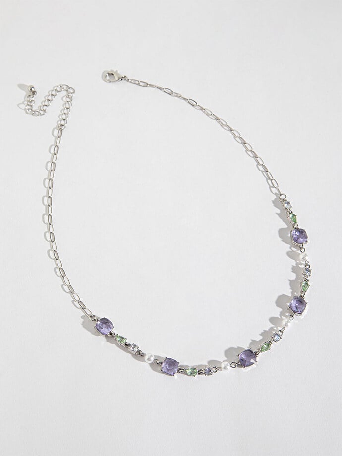 Dainty Gem and Pearl Statement Necklace Image 1