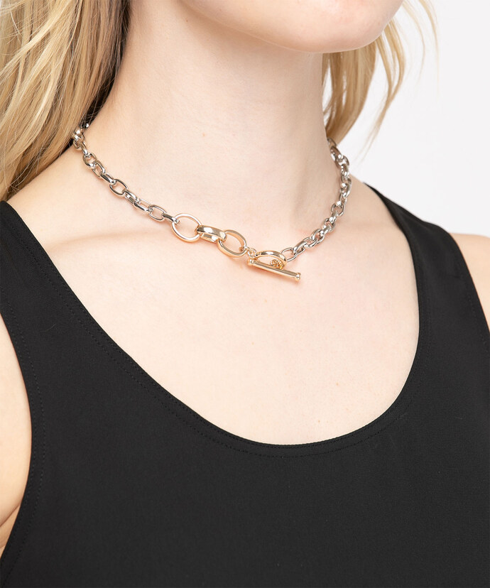 Mixed Metal Chain Link Necklace Image 3