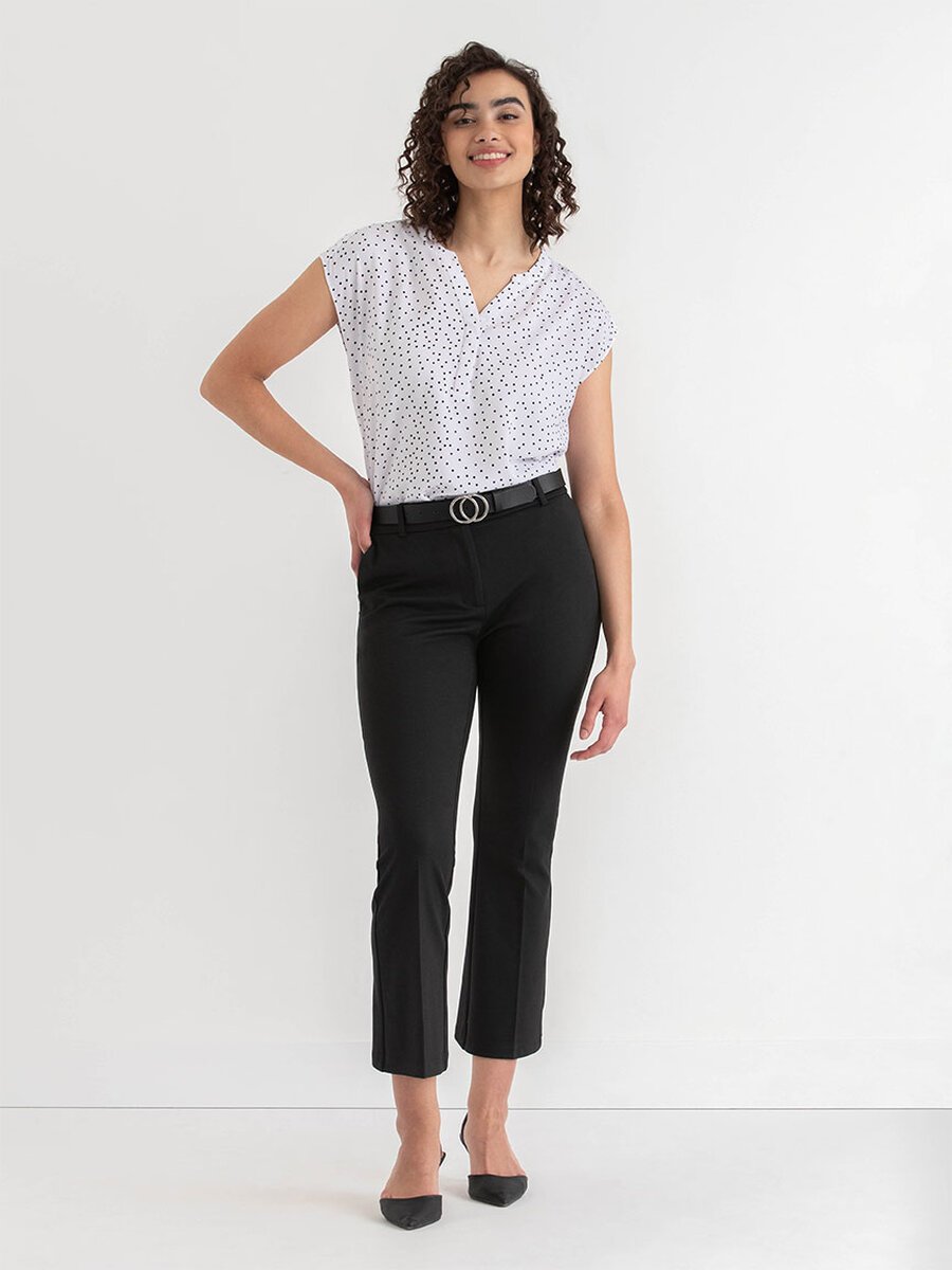 Flared Ankle Pants in Ponte Twill