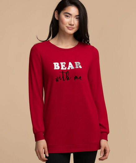 Ribbed Trim Lounge Top, Savvy Red/Bear Ribbed Trim Lounge Top, Savvy Red/Bear