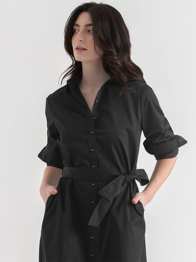 Roll Sleeve Shirtdress with Belt Image 2