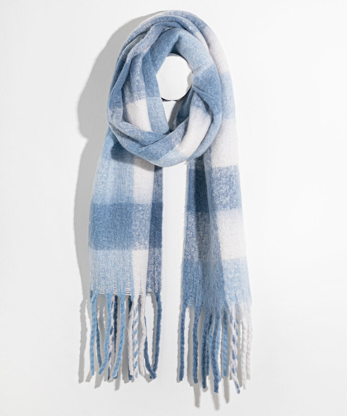 Blue & White Checkered Scarf Image 1