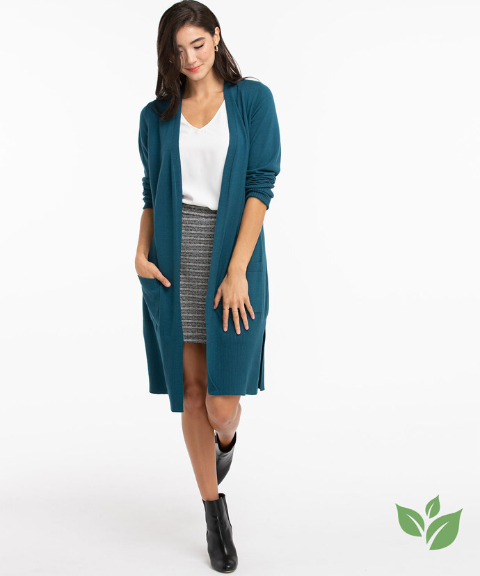 Eco-Friendly Ribbed Duster Cardigan Image 1