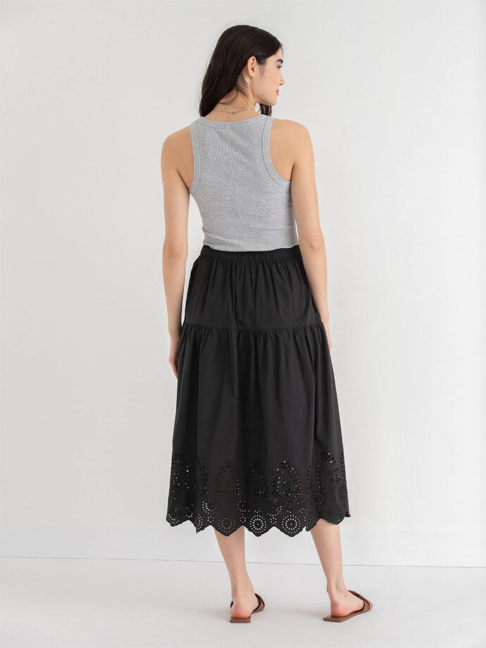 Midi Skirt with Eyelet Hem Detail Image 4