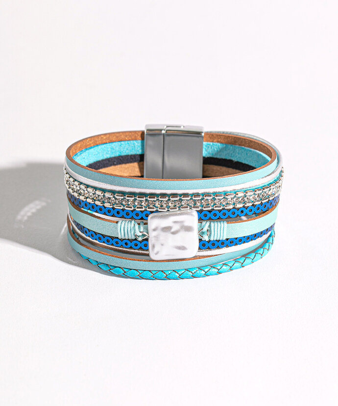 Blue Layered Snap Bracelet Image 1