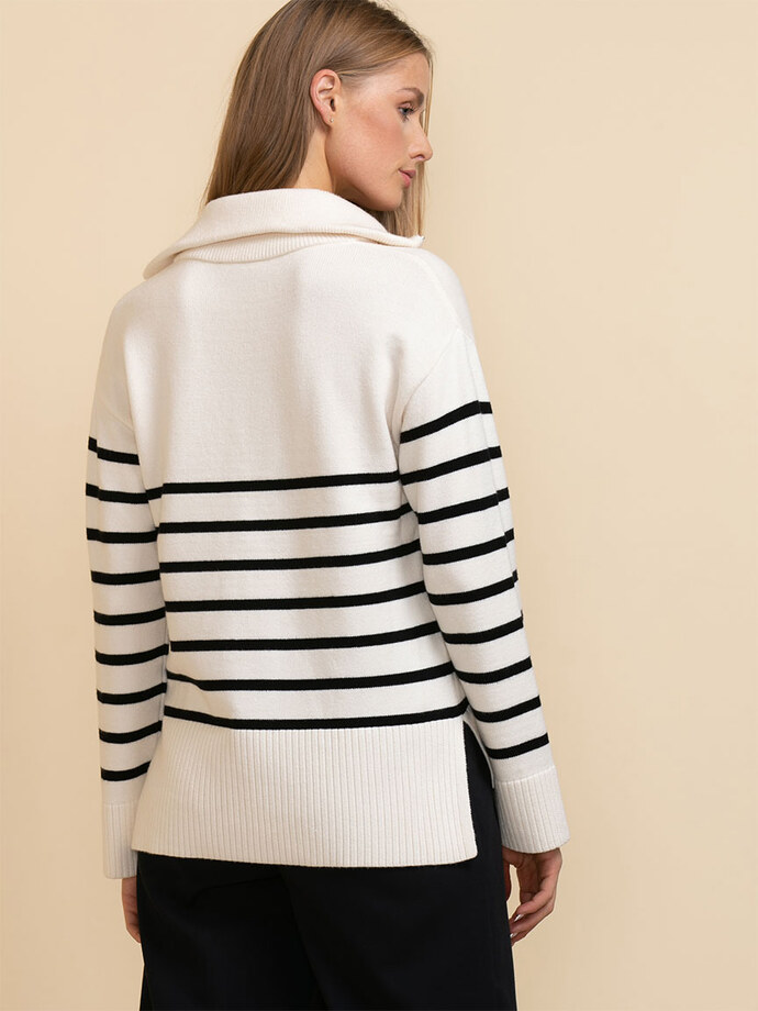Striped 1/4 Zip Pullover Sweater Image 4