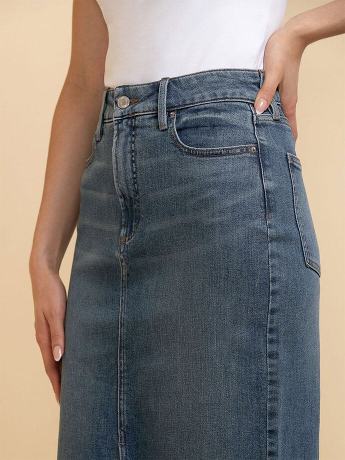 Denim Midi Jean Skirt Image 4