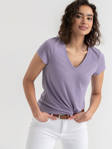 V-Neck Shirttail Tee, Dusk V-Neck Shirttail Tee, Dusk