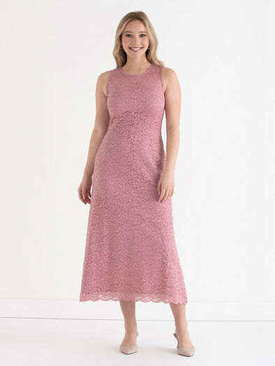 Sleeveless Lace Midi Dress, Lilas Sleeveless Lace Midi Dress, Lilas