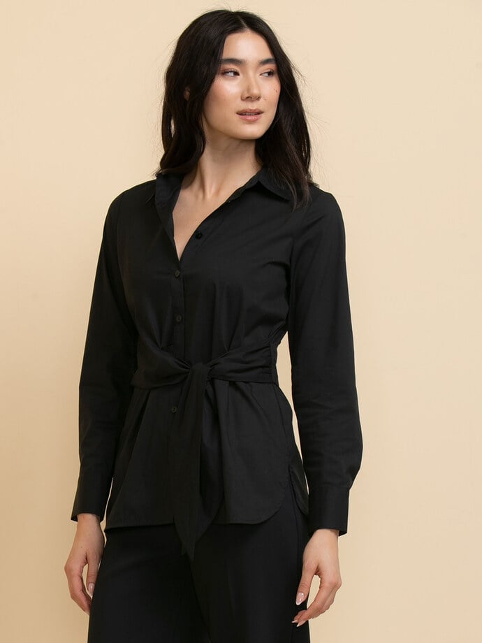 Collared Blouse with Tie Waist Image 5