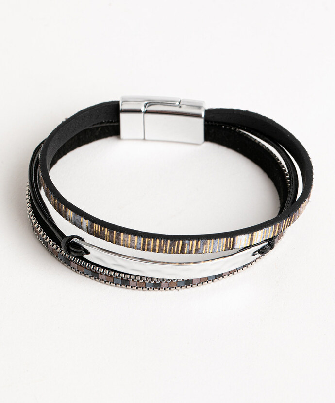 Black Layered Snap Bracelet Image 3