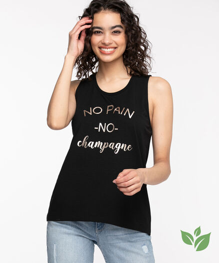 Eco-Friendly Sleeveless Graphic Top, Black/Silver
