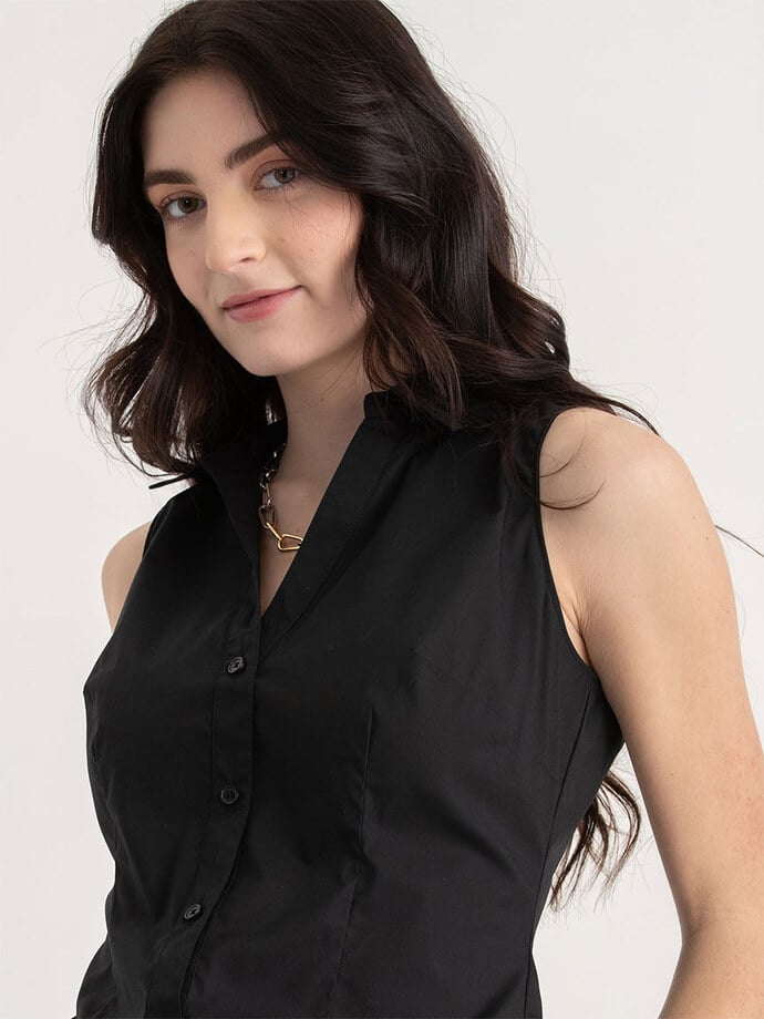 Talia Sleeveless Fitted Collar Shirt Image 3