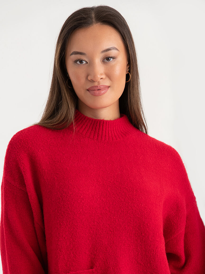 Mock neck tunic sweater shop
