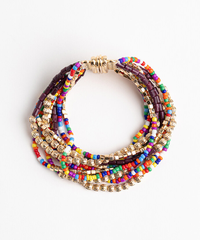 Multicolour Beaded Snap Bracelet Image 1