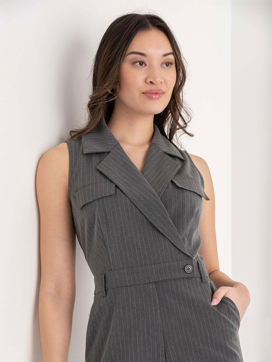 Sleeveless Collared Jumpsuit in Luxe Tailored | Rickis