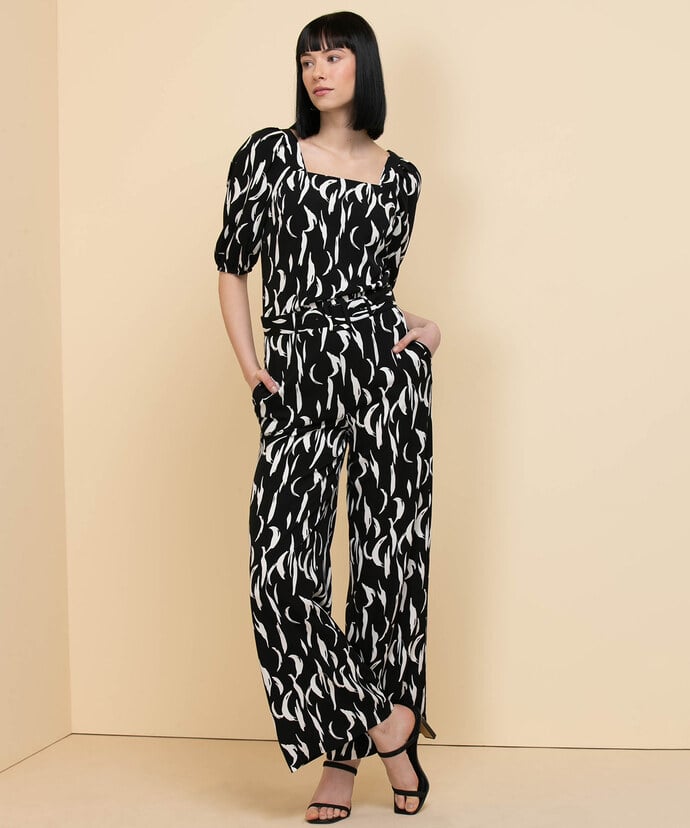 High-Waisted Wide-Leg Belted Pant Image 3