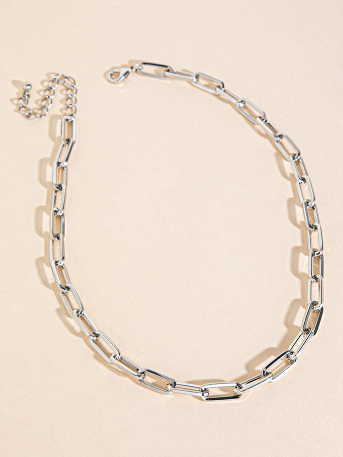 Silver Chain-Link Necklace Image 1