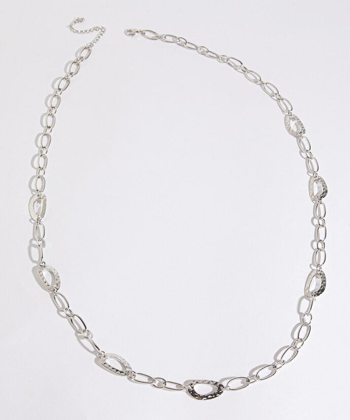 Long Chain Link with Hammered Oval Image 1