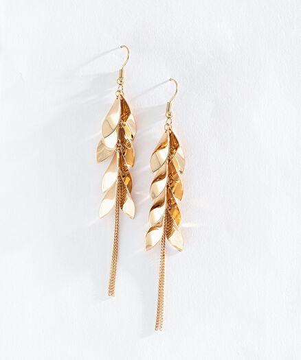 Gold Leaves Drop Earring, Gold