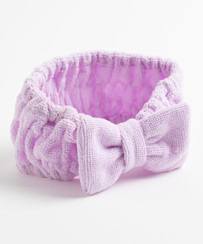 Lilac Bow Front Terry Headband Image 1