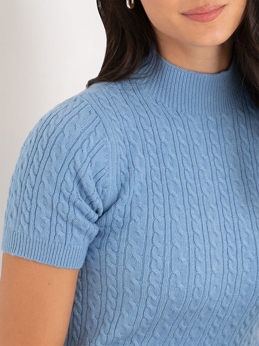 Mock Neck Elbow Sleeve Cable Sweater Ricki s Size L Allure Colour