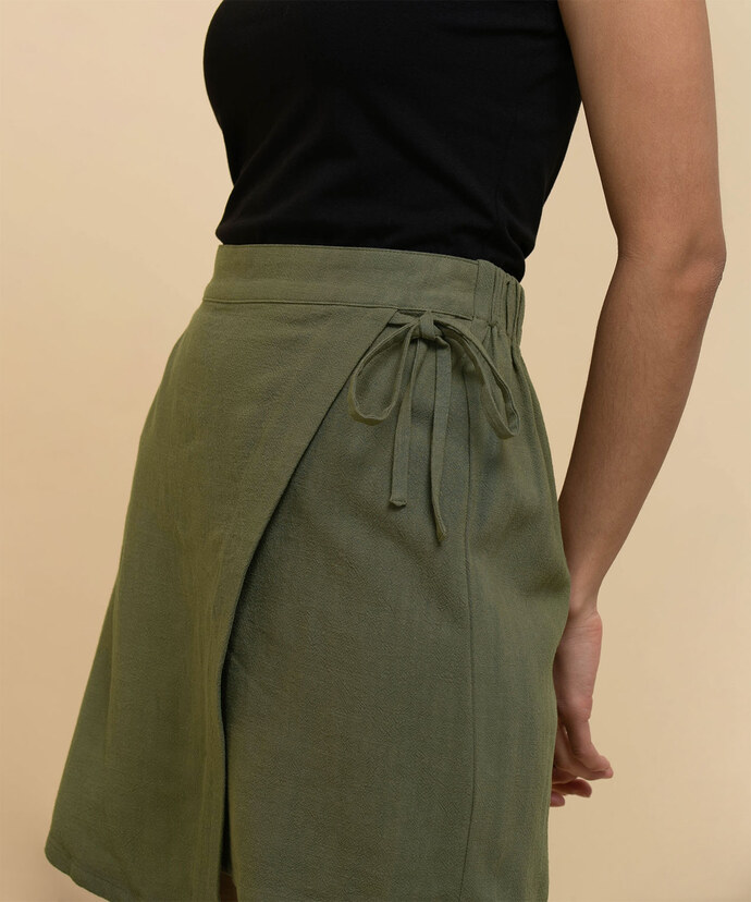 Meraki Asymmetric Hem Mini Wrap Skirt Image 3