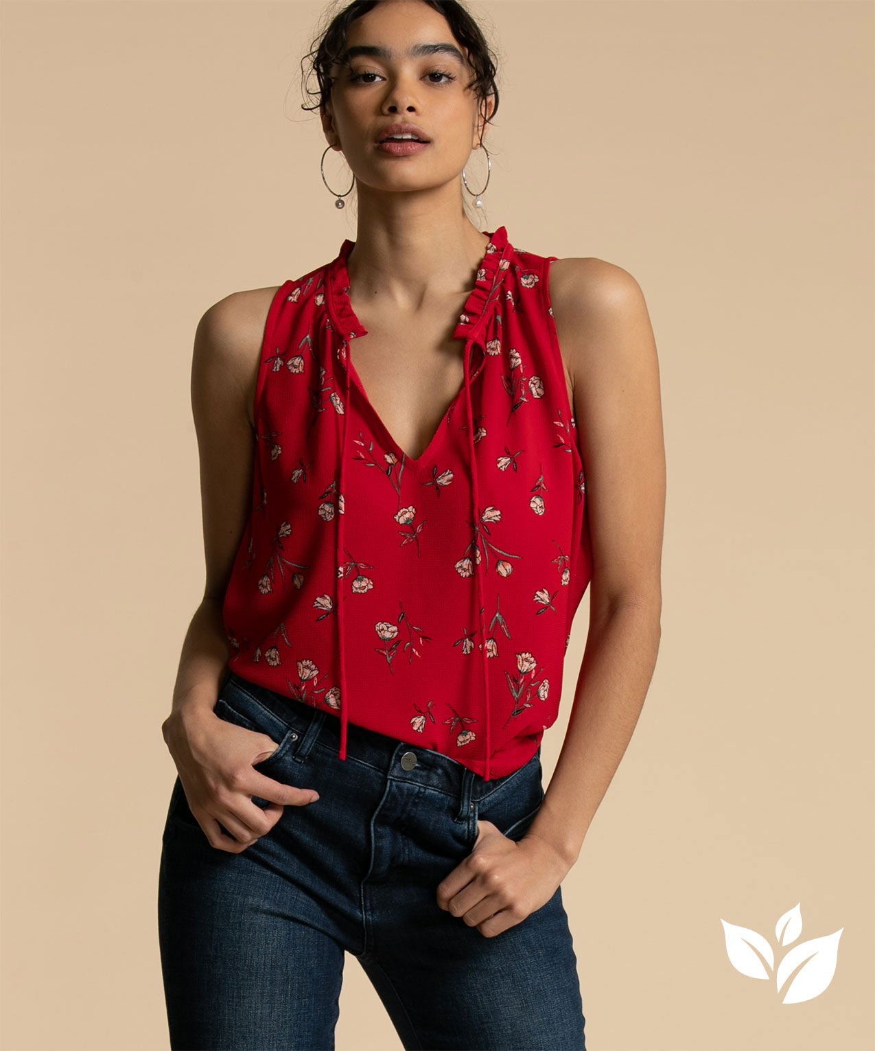 Ruffle Neck Sleeveless Blouse Rickis