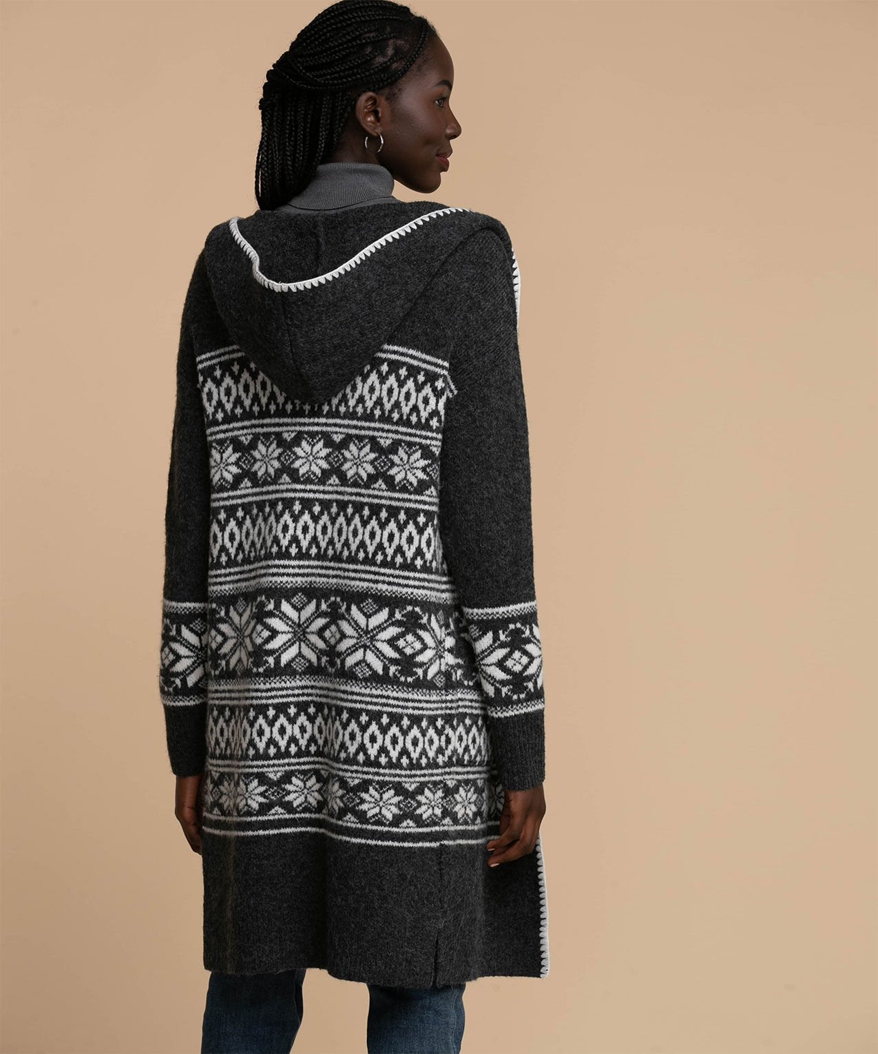 Hooded Fair Isle Duster Cardigan Rickis