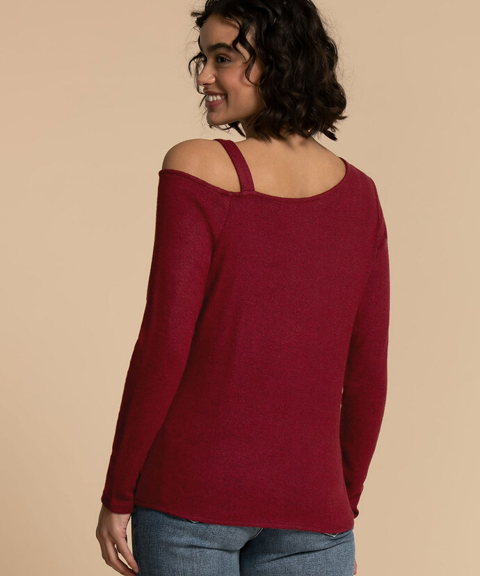 Knotted Hem Top with Cut-Out Shoulder Detail Image 1